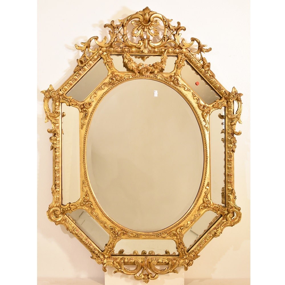 1a SPO 142 antique gold mirror large round mirror oval wall mirror XIX century.jpg